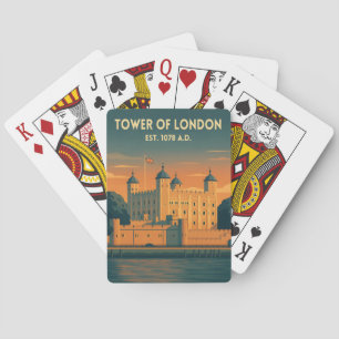 Vintage Travel Tower Of London UK Retro Scenic Playing Cards