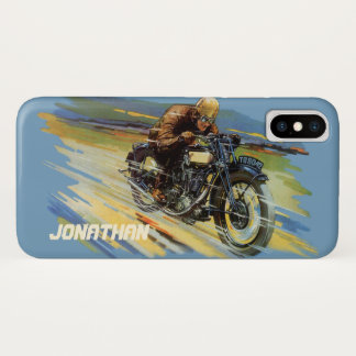 Vintage Travel Transportation, Racing Motorcycle iPhone X Case
