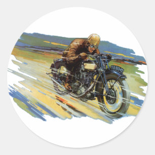 Vintage Travel Transportation, Racing Motorcycle Classic Round Sticker