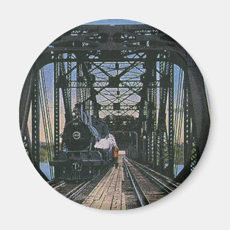 Vintage Travel Transportation Train on Bridge Magnet