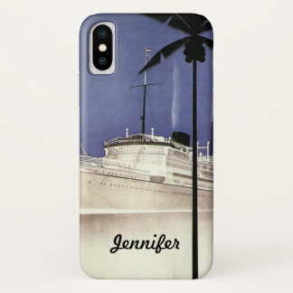 Vintage Travel Tropical Cruise Ship and Palm Trees Case-Mate iPhone Case