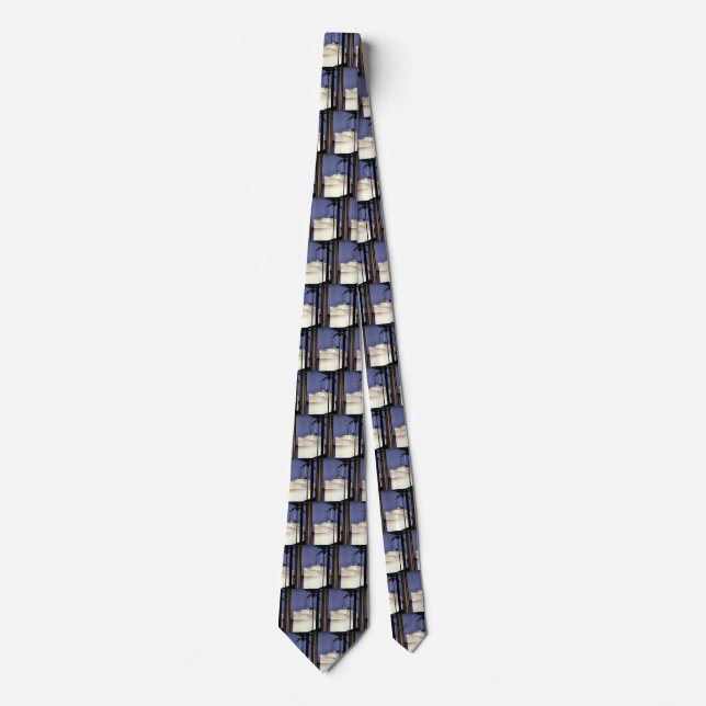Vintage Travel Tropical Cruise Ship and Palm Trees Tie (Front)