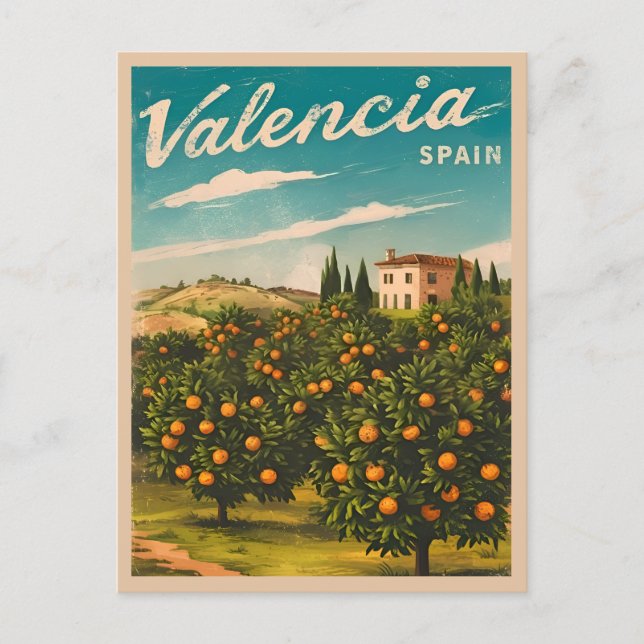 Vintage Travel Valencia Spain Retro Scenic Postcard (Front)