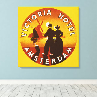 Vintage Travel, Victoria Hotel, Amsterdam, Holland Canvas Print