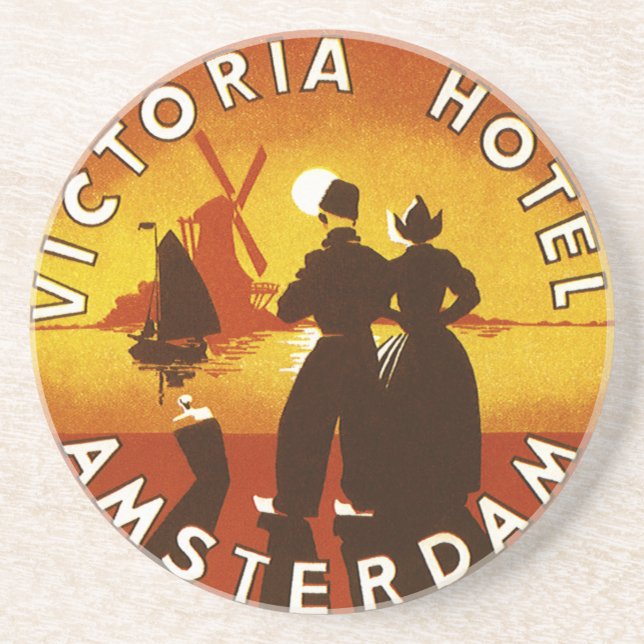 Vintage Travel, Victoria Hotel, Amsterdam, Holland Coaster (Front)