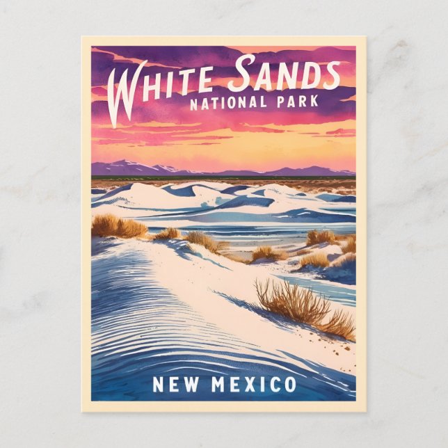 Vintage Travel White Sands National Park Retro Postcard (Front)