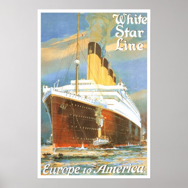 Vintage travel,White Star Line Poster (Front)