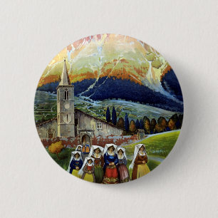 Vintage Travel, Women of Abruzzo, Italy 6 Cm Round Badge