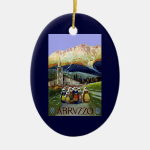 Vintage Travel, Women of Abruzzo, Italy Ceramic Tree Decoration