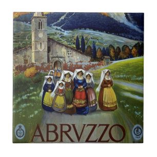 Vintage Travel, Women of Abruzzo, Italy Tile