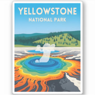 Vintage Travel Yellowstone National Park Landscape