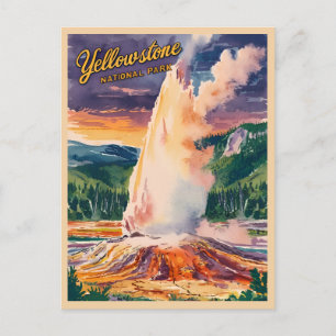 Vintage Travel Yellowstone National Park Retro Postcard
