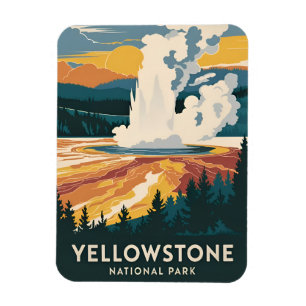 Vintage Travel Yellowstone National Park Scenic Magnet