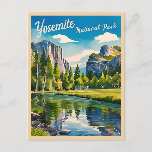 Vintage Travel Yosemite National Park California Postcard (Front)