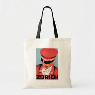 Vintage Travel Zurich Switzerland Label Art Large Tote Bag