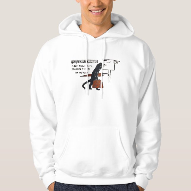 Vintage Travelling Black Cat Hoodie Sweatshirt (Front)