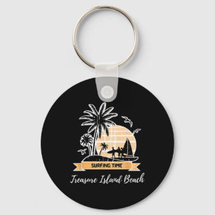 Vintage Treasure Island Beach Lover Palm Trees Sur Key Ring