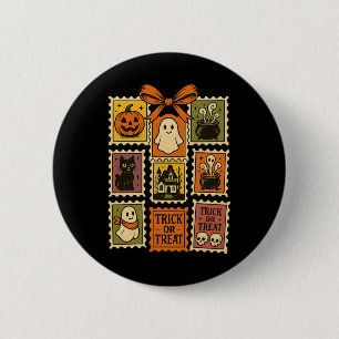 Vintage Treat Trick Or Shirt Cute Retro Halloween 6 Cm Round Badge