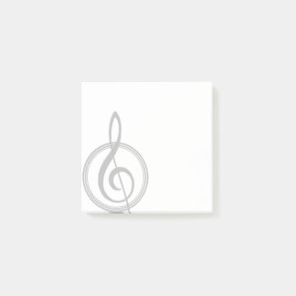 Vintage Treble Clef Greyscale Post It Notes
