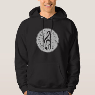 Vintage Treble Clef Music Notes Design Hoodie