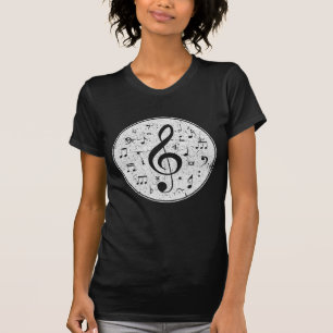 Vintage Treble Clef Music Notes Design T-Shirt