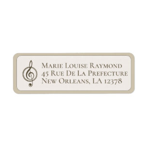 Vintage Treble Clef Music Return Address Label