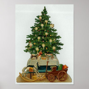Vintage Tree and Wooden Toys Poster