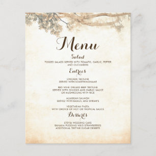 Vintage Tree Branches Rustic Wedding Menu