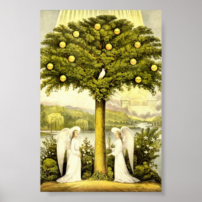 Vintage Tree of Life Christian Illustration 1892 Poster (Front)