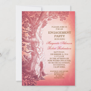 vintage tree old rustic engagement party invites