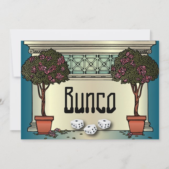 Vintage Tree Roses Art Deco Bunco Invite (Front)
