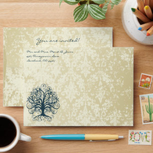 Vintage Tree Swirl Distressed Damask Envelopes