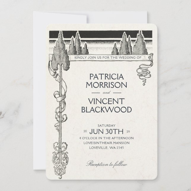 Vintage Trees Wedding Invitation (Front)