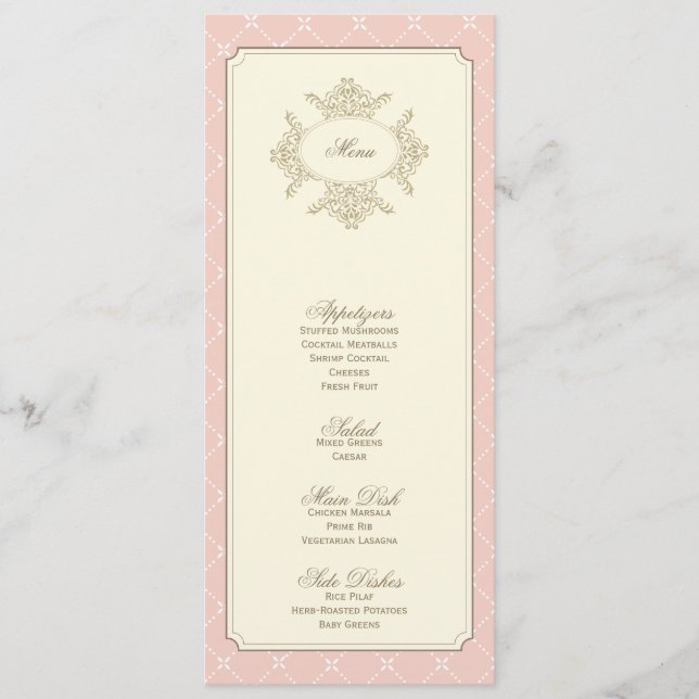 {vintage trellis} wedding menu (Front)