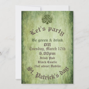 Vintage trendy grundge Irish lucky shamrock Invitation