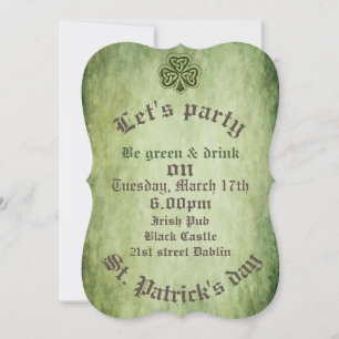 Vintage trendy grundge Irish shamrock Invitation