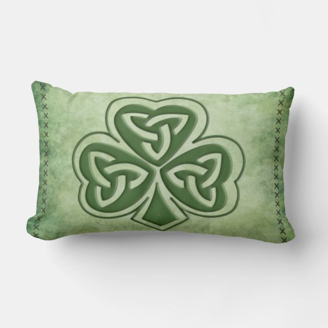 Vintage trendy grundge Irish shamrock Lumbar Cushion (Front)