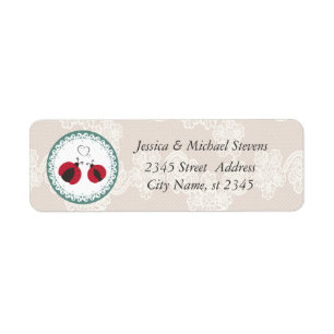 Vintage trendy lace cute ladybugs in love wedding