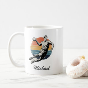 Vintage Trendy Modern Handball Player Personalised Coffee Mug