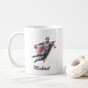 Vintage Trendy Modern Handball Player Personalised Coffee Mug