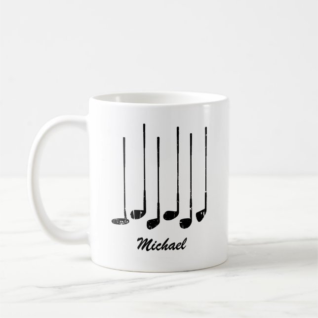 Vintage Trendy Modern Personalised Golf sticks     Coffee Mug (Left)