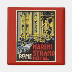 Vintage Trevi Fountain, Marini Strand Hotel, Rome Magnet