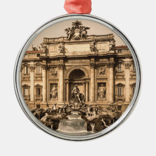 Vintage Trevi Fountain, Rome, Lazio, Italy Metal Tree Decoration