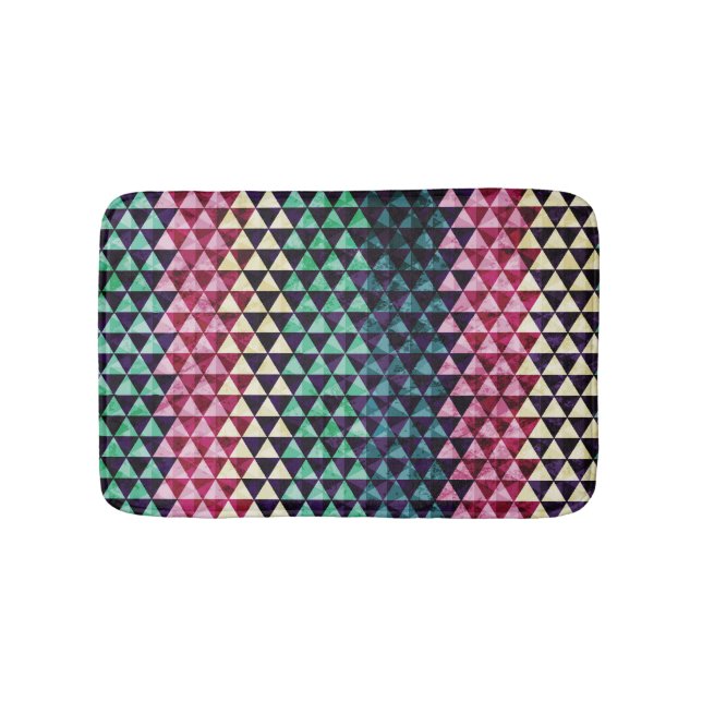 Vintage Triangle Geometric Seamless Pattern Bath Mat (Front)