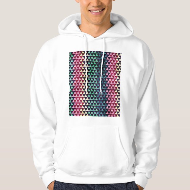 Vintage Triangle Geometric Seamless Pattern Hoodie (Front)