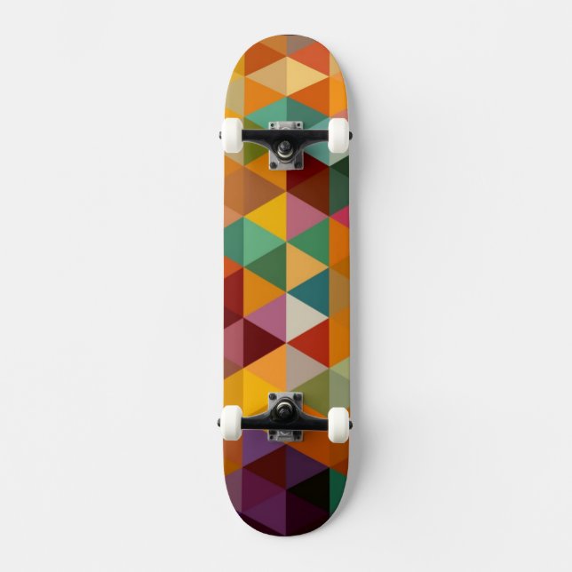 Vintage Triangles Pattern Background. Skateboard (Front)