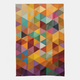 Vintage Triangles Pattern Background. Tea Towel