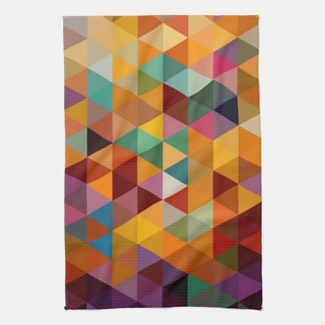 Vintage Triangles Pattern Background. Tea Towel (Vertical)
