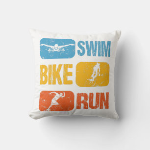 Vintage Triathlon - Swim Bike Run Cushion