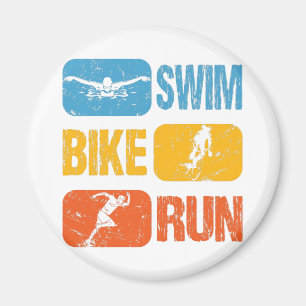 Vintage Triathlon - Swim Bike Run Magnet